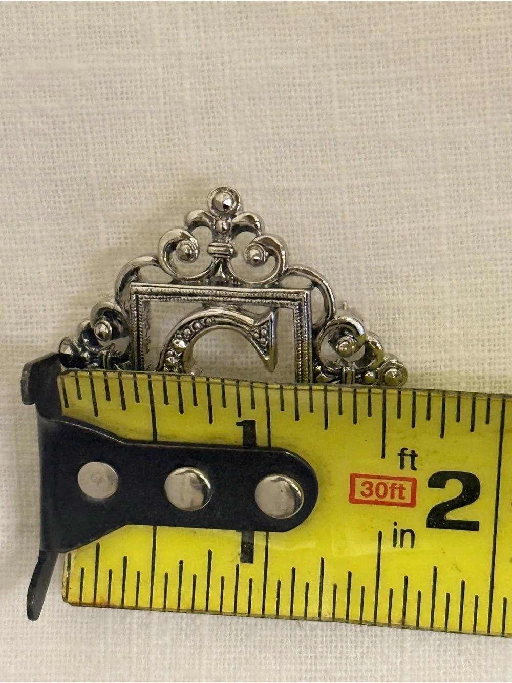 Vintage Avon 1991 Letter C Monogram Brooch Pin Silvertone Marcasite 1.5